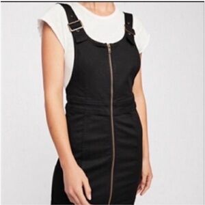 Free People denim zip front mini dress